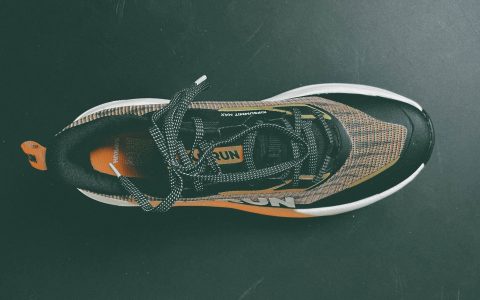 Black and orange athletic sneaker top view Kipsummit Max