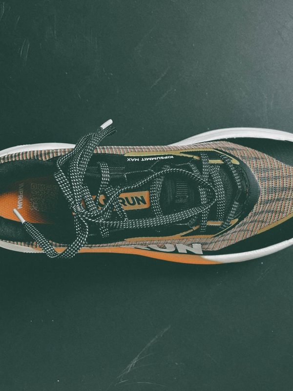 Black and orange athletic sneaker top view Kipsummit Max