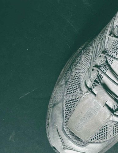 Close-up of a running shoe. UNNA