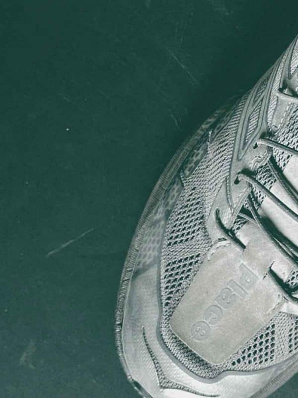 Close-up of a running shoe. UNNA