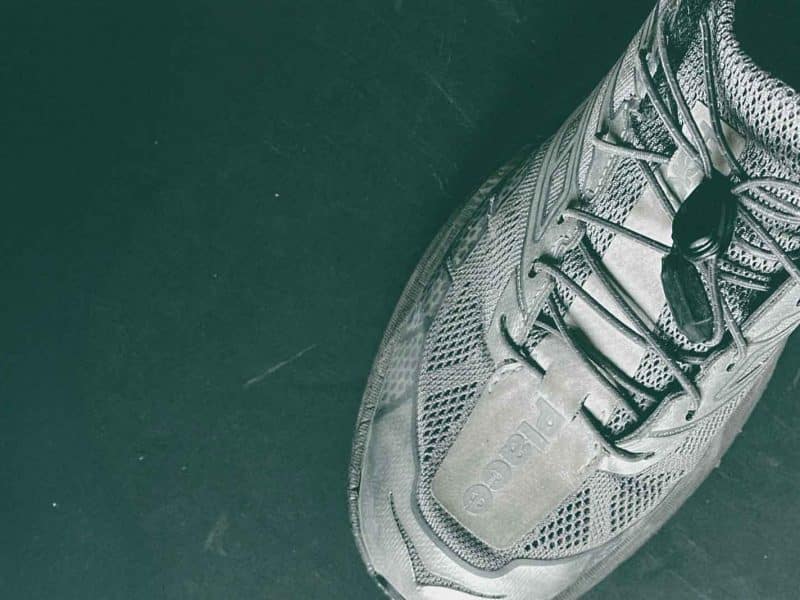 Close-up of a running shoe. UNNA