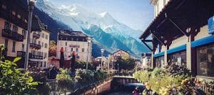 Scenic mountain view with flowers in Chamonix at UTMB