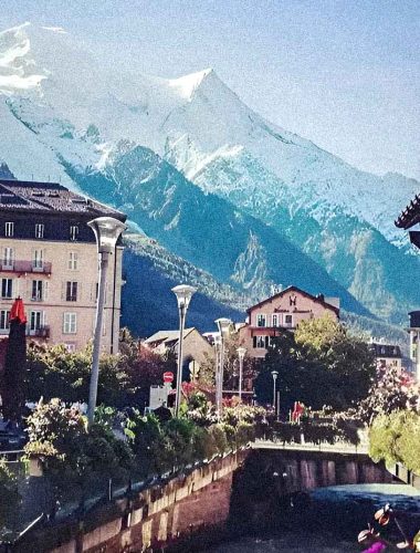 Scenic mountain view with flowers in Chamonix at UTMB