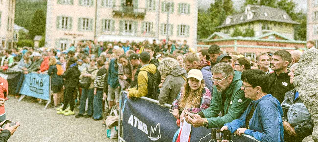 UTMB Chamonix - Borderlands Trail Running 2 Crowd gathered for trail running (UTMB) event